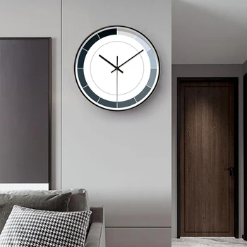 Minimalist Modern lumină ceas de lux Nordic moda mut creative ceas de perete camera de zi acasă ceas de perete liber pumn Imagine 3