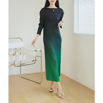 Miyake cutat rochie lungă femei high-end gradient de culoare fusta temperament pachet șold drept bottom fusta Imagine 3