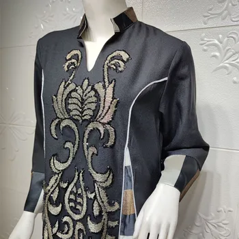 Negru Abaya Dubai Turcia Musulmană Brodate Rochie 2021 Caftan Arabi Arabe Islamice Îmbrăcăminte Kimono Femme Musulmane Djellaba Imagine 3