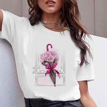 Noi Flamingo frumusete tricou femei hipster moda Harajuku Maneci Scurte t-shirt Alb, Potrivit pentru toate anotimpurile Tricou Topuri haine Imagine 3
