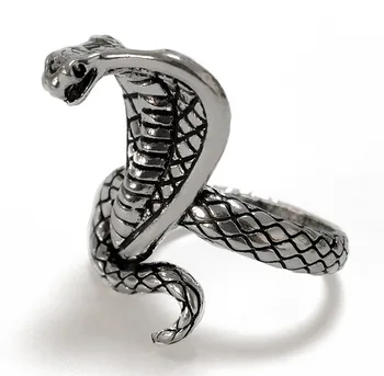 Noutatea Design Vintage Cobra Snake Folie De Animale Inel Pentru Femei Barbati Culoare Argintie Punk Gotice Inel De Petrecere Accesorii Bijuterii Imagine 3
