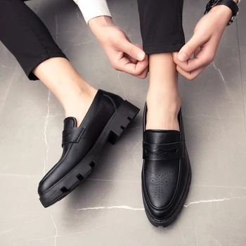 Pantofi pentru bărbați 2020 toamna și iarna clasic de brand de înaltă calitate confortabil gros-talpa non-alunecare, rezistent la uzura pantofi de piele Imagine 3