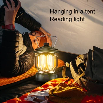 Retro Portabil LED Camping Lanternă Reîncărcabilă Mini Perdeaua de Lumină Epocă Tabără de Lampa cu 3 Moduri de Iluminare Estompat în aer liber Lampa de Cort Imagine 3