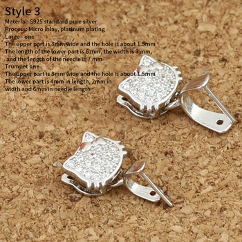 S925 Argint DIY Accesorii Micro Încrustat Kitty Jad Pandantiv Butonul de Jad, Cristal de Zircon Clip 2021 Moda Bijuterii Accesorii Imagine 3