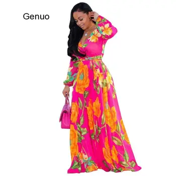 Sifon Maneca Lunga Maxi Rochie de Femei din Africa de Îmbrăcăminte Dashiki de Imprimare de Moda Material Rochii Boeme 5XL Rochie de Plaja Imagine 3