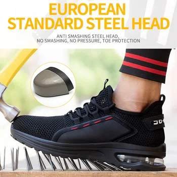 Siguranță Pantofi pentru Bărbați Respirabil, Confortabil de Șoc-dovada Cizme de Lucru de sex Masculin Steel Toe Indestructibil de Construcție de Securitate Adidași Imagine 3