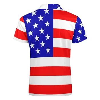 Steagul American Tricouri Polo Alb Patriotic Stele De Imprimare Tricou Casual De Zi Cu Zi Trend Cu Fermoar T-Shirt Cu Maneci Scurte Supradimensionat Îmbrăcăminte Imagine 3