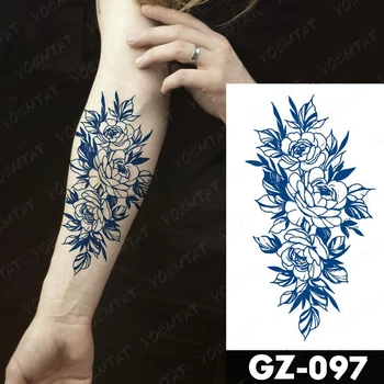 Suc De Cerneală Durată Impermeabil Tatuaj Temporar Autocolant Floare Trandafir Bujor Floarea-Soarelui, Crizantema Flash Tatuaj Fals Femeie Body Art Imagine 3