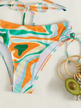 SwimwearAll Peste Imprimare Bandeau Bikini de costume de Baie femei din Două Piese Set de Bikini Vara pe Plaja Costum de Baie Imagine 3