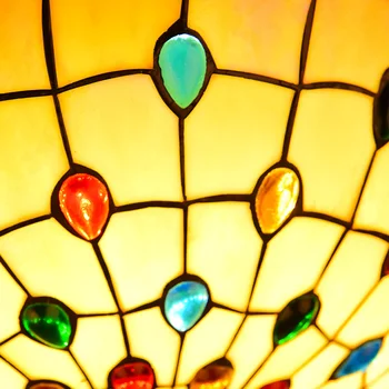 Tiffany stil Mediteranean păun naturale shell lumini plafon lustru lumina de noapte led-uri lampa de podea bar iluminat acasă Imagine 3