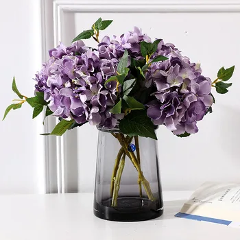 Viu Flori Artificiale Real Atingere de Mătase Mare Floare Hortensie Mireasa Buchet de Nunta de Decorare Acasă Desktop DIY Ambarcațiuni Florale Imagine 3