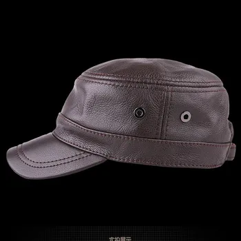 XdanqinX Dimensiuni Reglabile Barbati din Piele Hat Armată Militar Pălării 2019 Toamna piele de Vacă din Piele Capace Plate Pentru Bărbați Snapback Cap Imagine 3
