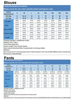 ZANZEA 2022 Elegant Abaya Seturi de Potrivire Femeile Musulmane Seturi Puff Maneca Bluze Imprimate Pantaloni Largi Picior de sex Feminin Floral Treninguri Imagine 3