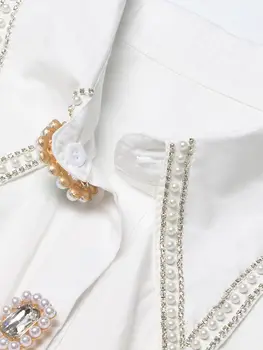 ZZSLUIA Vintage Bluze Pentru Femei Diamante ștrasuri din Mărgele de Designer Elegant Tricouri Moda cu Maneci Lungi Falduri Topuri Haine de sex Feminin Imagine 3