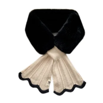 10*82cm Culoare Solidă Tricot Cald Iarna Pluș Inel de Gât Eșarfă pentru Femei Fata de Moda Copil Dulce Cravată Imagine 4