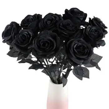 10buc Faux Crescut Veșnică de Simulare Mare de Relastic Negru Ornament de Flori pentru Acasă Decorare Nunta de interior Imagine 4
