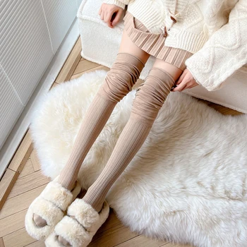 1Pair Femei Toamna Și Iarna Ciorapi Mare Coapsei Ciorapi Japoneze Despicare Peste Genunchi Șosete groase de Iarna Ciorapi Ciorapi Noi Imagine 4