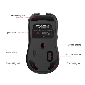 2.4 G-C USB Mouse Wireless Rechargeable Gaming Mouse, 3600DPI 7 Buton de Tip c Mute Soareci pentru Macbook Laptop PC Joc Mouse-ul Imagine 4