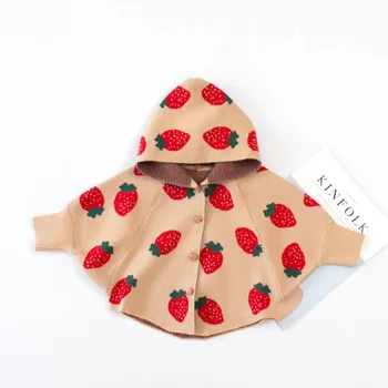 2020 Toamna Iarna Toamna Pulover Haina de Bumbac Copii Fete Copii Jachete de Iarnă în Jos Puloverul Pentru Copii Strawberry Model Mantie Imagine 4