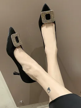 2022 Noile Pompe De Metal Pietre De Nunta Pantofi Sexy, Pantofi Cu Toc Inalt Pentru Femei Partid Pantofi De Piele De Căprioară Femei Tocuri Femei Pantofi Cu Toc Imagine 4