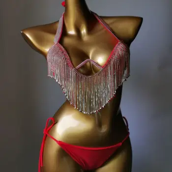 2023 Venus, Vacanta, Diamant Ciucuri Set de Bikini Costume de baie Stras costum de Baie Bling Pietre de Cristal Costum de Baie bikini Imagine 4
