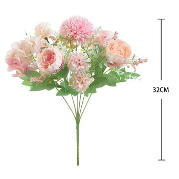 32cm Mătase Bujor Buchet de Trandafiri Artificiale Flori, Decorațiuni interioare, Accesorii Nunta Petrecere Album Fals Plante Diy Pompoane Imagine 4
