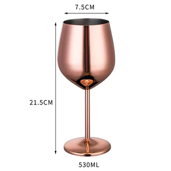 530ml din Oțel Inoxidabil Vin Rosu Whisky Pahar de Cocktail Acasă Bea Suc de Sticlă 304 din Oțel Inoxidabil cu Ciocanul de Placat cu Aur Rose Imagine 4