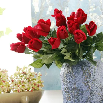 9pcs/lot 8 culori de trandafir Proaspete Flori Artificiale Atingere Real a crescut FlowersHome decoratiuni pentru DIY Petrecere de Nunta sau Ziua de nastere 45cm Imagine 4