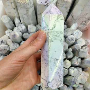 Alb Natural Howlite Punct De Cristal De Cuarț Minerală Turn De Piatră Înger Aura De Galvanizare Obelisc Estetice Accesorii Pentru Decor Imagine 4