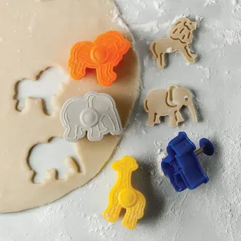 Animale pluger Tema 4buc Cookie Cutter Elefant, Leu, Cal, Girafa Bakeware DIY Biscuit Tort Mucegai Fondant Instrumente de decor Imagine 4