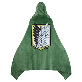 Anime Atac pe Titan Scout Regimentul Aripi de Libertate Cosplay Costum Verde de Pluș Flanel Mantie Prosop de Baie Bărbat Femeie Costum Petrecere Imagine 4