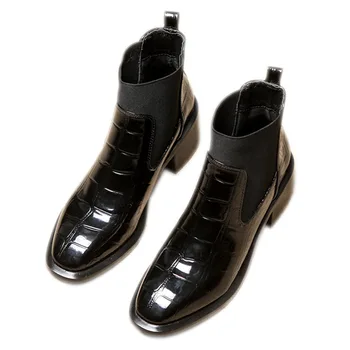 Botas de tacón plano con punta estrecha para mujer, zapatos informales de cuero, de lujo, ligeros, de alta calidad, alin otoño Imagine 4