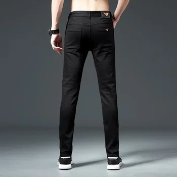 Bumbac Pur, Negru Bărbați Pantaloni Drepte Elastic GABBANIE Afaceri de Brand Pantaloni Stil Clasic Denim Blugi de sex Masculin Imagine 4