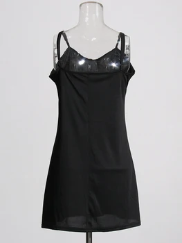 CHICEVER de Imprimare Negru Rochii Pentru Femei V-Neck Maneca Lunga Talie Mare Falduri Largi Vintage Rochie de Vara pentru Femeie Îmbrăcăminte de Modă Imagine 4