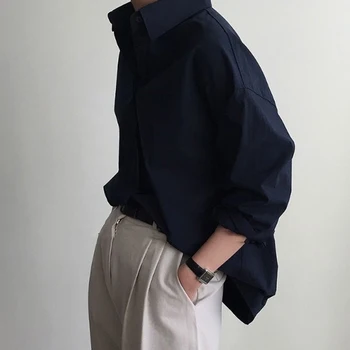 Coreeană OL Stil Liber Doamnelor Topuri 2020 Toamna Bluze din Bumbac Vintage Solidă Cardigan Tricouri Femei Alb cu Maneci Lungi Tricou 10156 Imagine 4