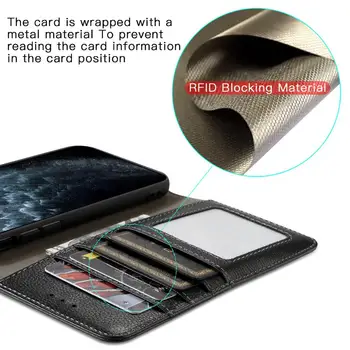 De lux Piele naturala Multi-Slot pentru Card Flip Wallet Cazuri Pentru iPhone 11 Pro Max XS XR X 7 8 Plus SE 2020 Acoperi Caz Imagine 4
