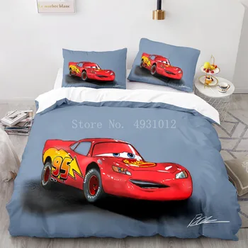 Desene animate Cars Mc Queen Surpriză Seturi de lenjerie de Pat 3D de Imprimare Carpetă Acopere Desene animate Quilt Capac pentru Decor Dormitor Lenjerii de pat Imagine 4