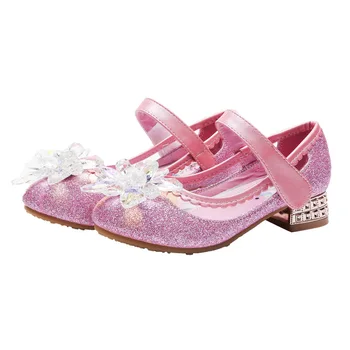 Disney princess pantofi de primăvară nouă sticlă de flori copilul singur pantofi fetita de dans pantofi rochie pulbere de aur pantofi de cristal Imagine 4