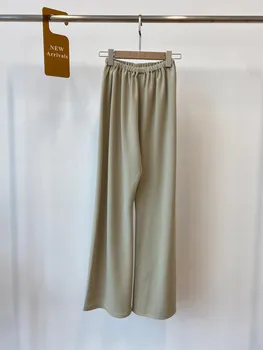 Femei Cearșaf Mare Elastic Talie Pantaloni Lungi de 3 Culori 2022 Vara Noi Doamnelor Subțire Drept Casual Pantaloni Toate-meci Imagine 4