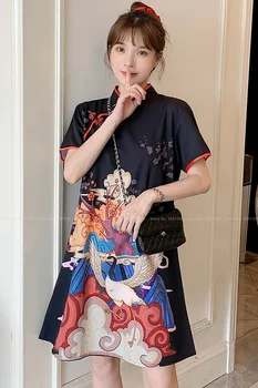 Femei Retro Qipao Rochie Stil Chinezesc Cheongsam Doamna De Moda Elegante, Rochii Mini Oriental Tradițional De Îmbrăcăminte De Epocă Vestidos Imagine 4