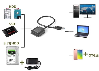 Fierbinte de Vânzare pe Unitatea USB Cablu SATA22pin Hard Disk Cablu Adaptor USB3.0 La SATA Cablu de Date Adaptor Imagine 4