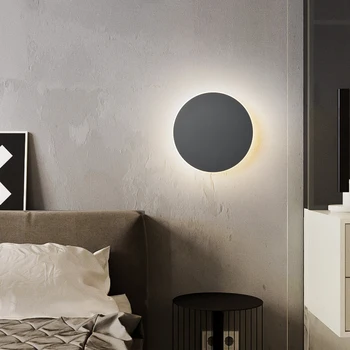 FKL Nordic Rotunde LED Lampă de Perete Dormitor Culoar Lampă de Noptieră Hotel Living Scara de Perete cu Senzor Tactil Lampă de Perete Imagine 4