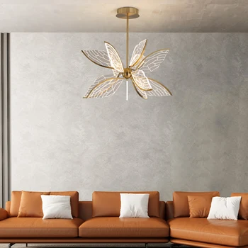 Fluture Modern Living Pandantiv cu LED-uri Lampă Nordic Simplu Dormitor Bucatarie Creative de Aur Placat cu Acrilice Aripa Candelabru Imagine 4
