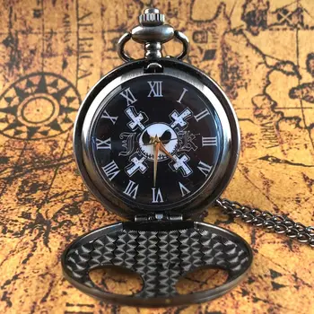 Gri/Maro Craniu de Cuarț Ceas de Buzunar Pentru Barbati Femei Personalizate de Moda Hollow Schelet de Buzunar&Fob Lanț de Ceasuri reloj hombre Imagine 4