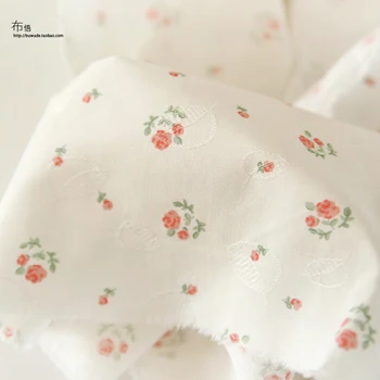 Japoneză și coreeană Tesatura Florale Mici a Crescut de Bumbac lucrate Manual DIY Pânză de Îmbrăcăminte Jacquard Tesatura imprimata Imagine 4