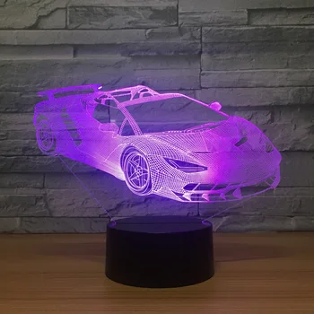 Mașină de jucărie 3d Lumina de Noapte Lângă Lampă de Control de la Distanță Reglabilă 7 Culori Cablu USB Smart Touch de Birou LED-uri Lampa de Masa Cadou de Ziua de nastere Imagine 4