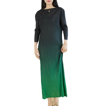 Miyake cutat rochie lungă femei high-end gradient de culoare fusta temperament pachet șold drept bottom fusta Imagine 4