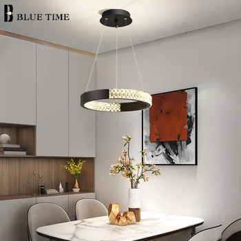 Modern Pandantiv cu LED-uri Lumini Interior Negru si Pandantiv din Aur Lampi pentru Sala de Mese Bucatarie Living Dormitor Acasă de Iluminat corpuri de Iluminat Imagine 4