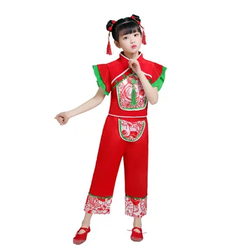 Naționale Tradiționale Yangko Dans Purta Copii Antic Chinez Dansatoare Purta Clasice Fete Orientale De Anul Nou Fan Dance Tinuta Imagine 4
