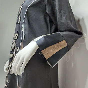 Negru Abaya Dubai Turcia Musulmană Brodate Rochie 2021 Caftan Arabi Arabe Islamice Îmbrăcăminte Kimono Femme Musulmane Djellaba Imagine 4